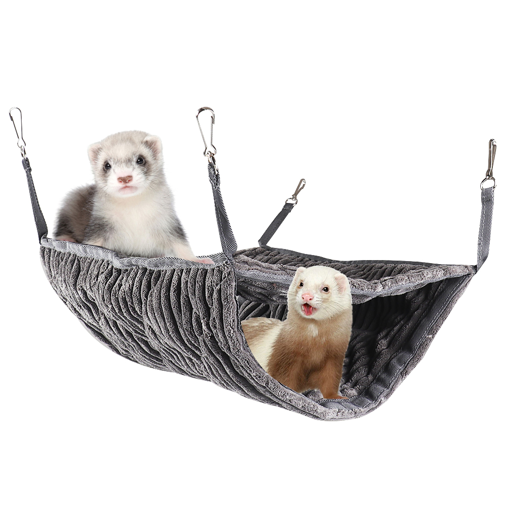 YIIUII Small Animal Double Hammock for Cage, fit Ferret, Rats, Hamster, Chinchilla, Guinea Pig Bed Toys and Accessories